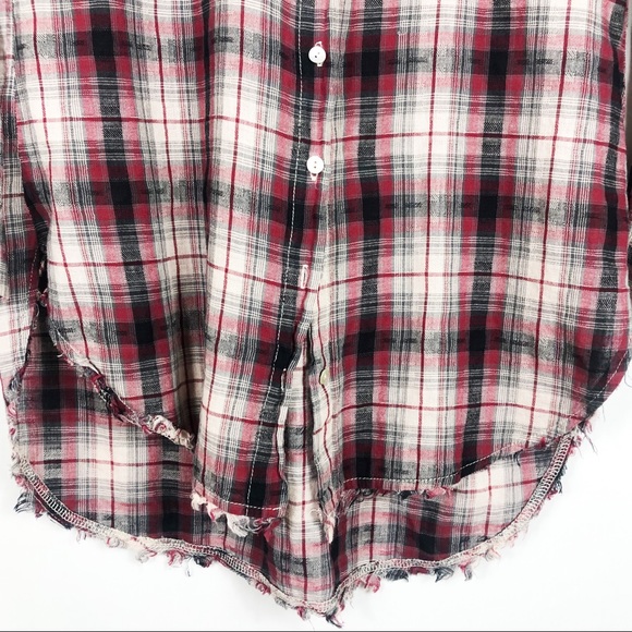 Ellison Plaid Button Down | Red White | Size Large - Picture 6 of 9
